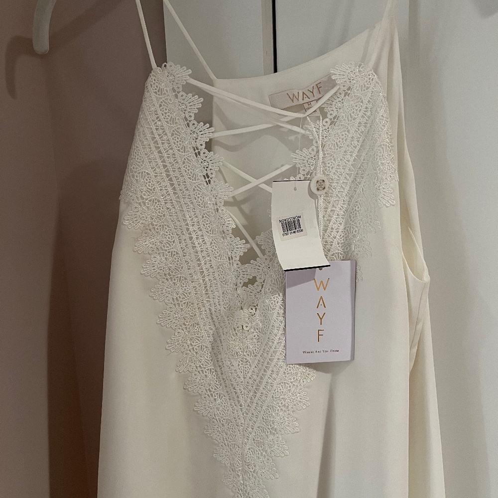 NWT WHITE CAMI WITH LACE